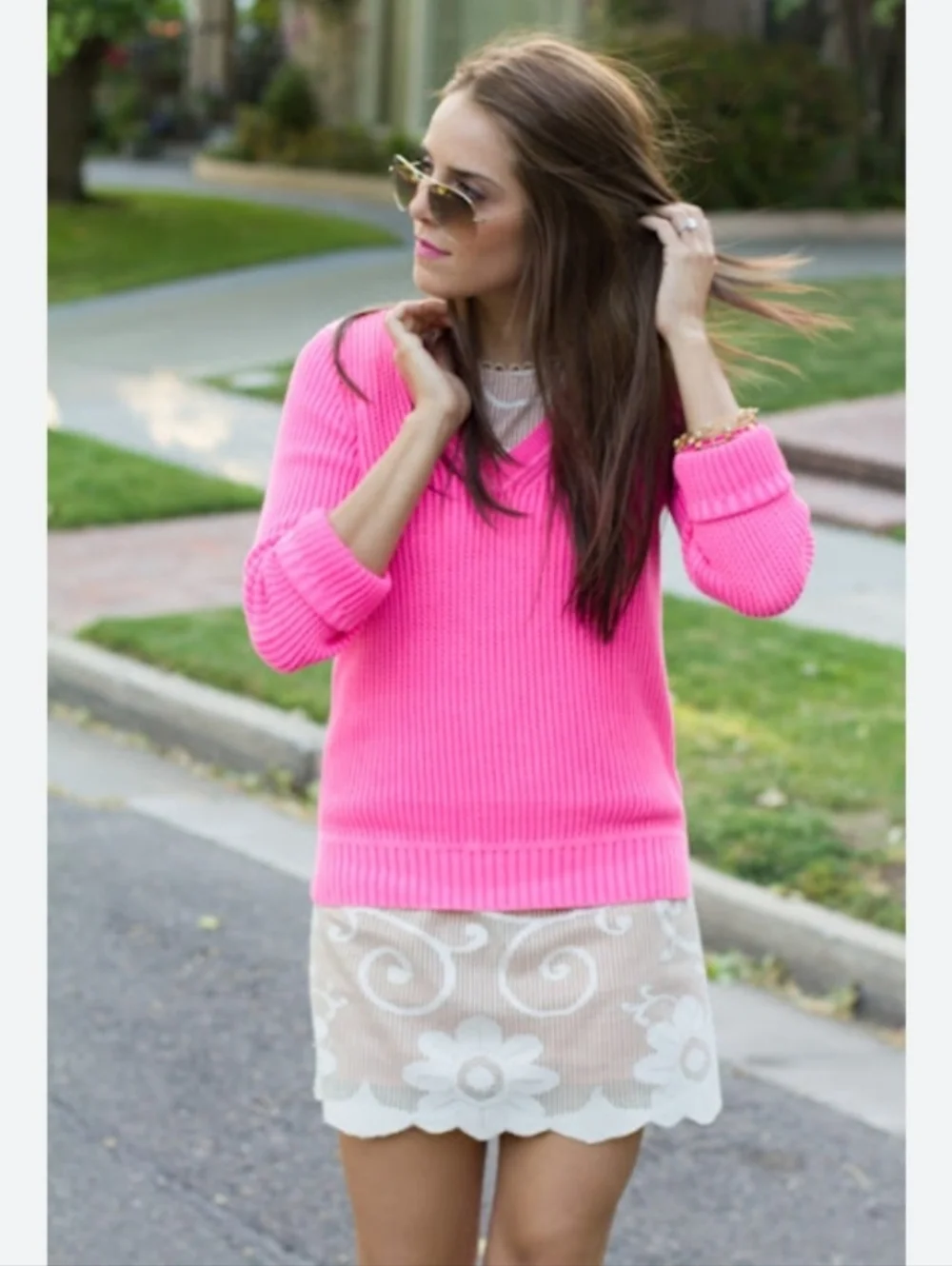 ๐ค J. Crew neon pink 100% cotton sweater - Picture 1 of 9